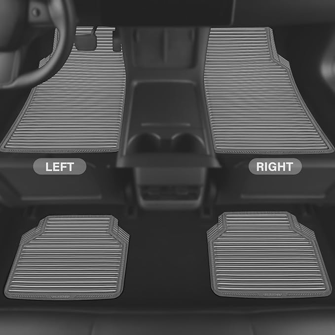 CAR PASS Gray Rubber Car Floor Mats & Cargo Liners, All Weather Car Mats & Trunk Mats,Waterproof Automotive Floor Mats Trim to Fit for Most Cars Sedans SUVs Vans, Durable Heavy Duty Anti-Slip, Gray