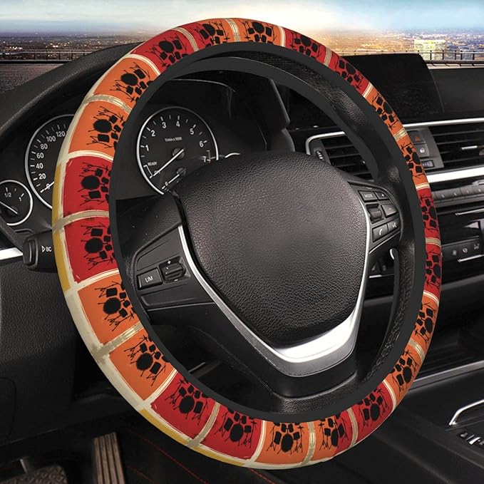 Retro Vintage Drum Kits Car Steering Wheel Cover, 15 Inch Steering Wheel Cover Stylish Decor for Most Cars