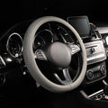 Lord Autofashion Steering Wheel Cover – PU Leather, Non-Slip Rubber Inner, All-Season Comfort – 14.5–15 Inch (Grey 9356)