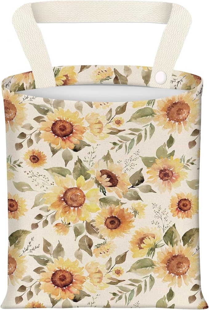 BEAKND Hanging Car Garbage Bag, Cute Car Trash Can Bag, Automotive Accessories for Women Men Cute Yellow Sunflower