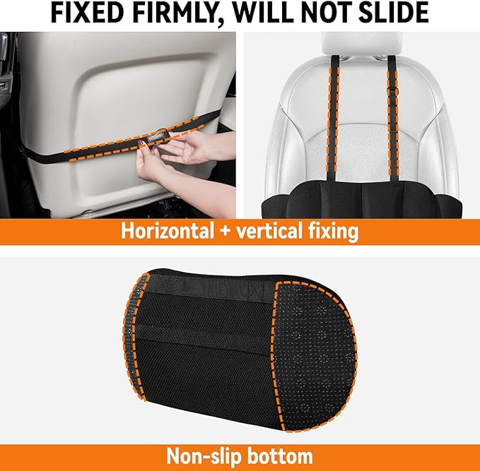Veitail Lumbar Support Pillow for Car,Back Support for Car Seat Cushion,Adjustable Straps Securely Fixed Car Lumbar Support Pillow for Office Chair (Black)