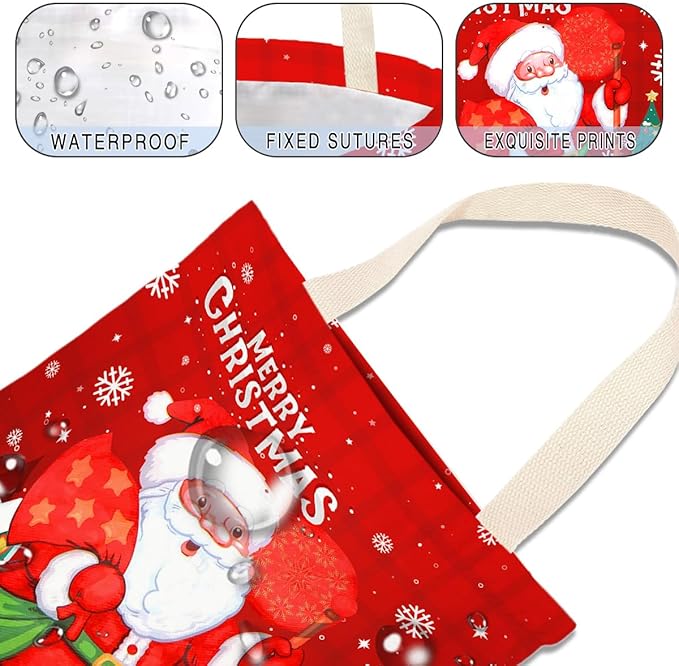 IRADA Car Trash Bag Hanging No Snap Small Garbage Bag for Car Back Seat Cute Printed One-Handed Strap Trash Bags Car Accessories-Xmas Decor Christmas Santa Claus Car Trash Bags