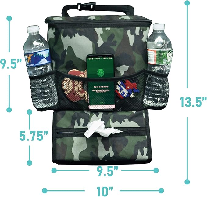FH Group E-Z Travelâ„¢ Print Car Trunk Organizer with Cooler - Multifunctional Seat Back Storage Bag Dark