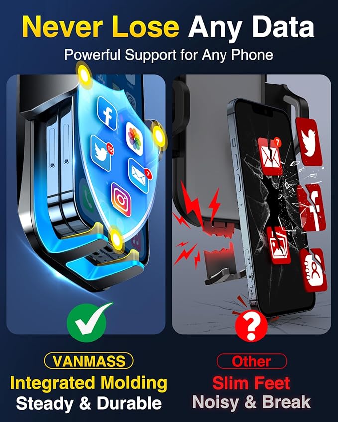 VANMASS【85+LBS Strongest Suction & Military-Grade Ultimate Car Phone Mount【Patent & Safety Certs】 Cell Phone Holder Truck for Dashboard Windshield Vent for iPhone 17 Pro Max 16 Samsung Camera Mounts
