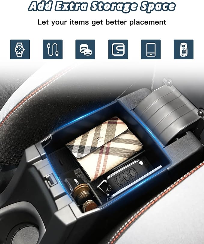 Ruiya 2026 Corolla/Corolla Cross Center Console Organizer for 2026 Toyota Corolla Accessories ABS Material Armrest Glove Tray Compatible with 2019-2026 Toyota Corolla & 2022-2026 Toyota Corolla Cross
