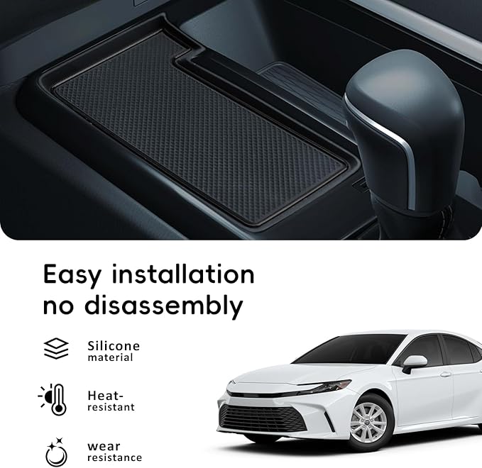 Auovo Wireless Charging Mat Compatible with 2025 2026 Toyota Camry Accessories Silicone Center Console Non-Slip Phone Charging Protective Mat Pad Interior Trim (Black Version 1)