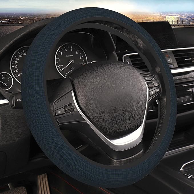 Thickened Elastic Steering Wheel Cover, Plaid Clan Mackenzie Tartan Green Purple Ultra, Soft, Breathable, Fit for Cars, SUVs, Trucks, Stylish Comfortable Grip