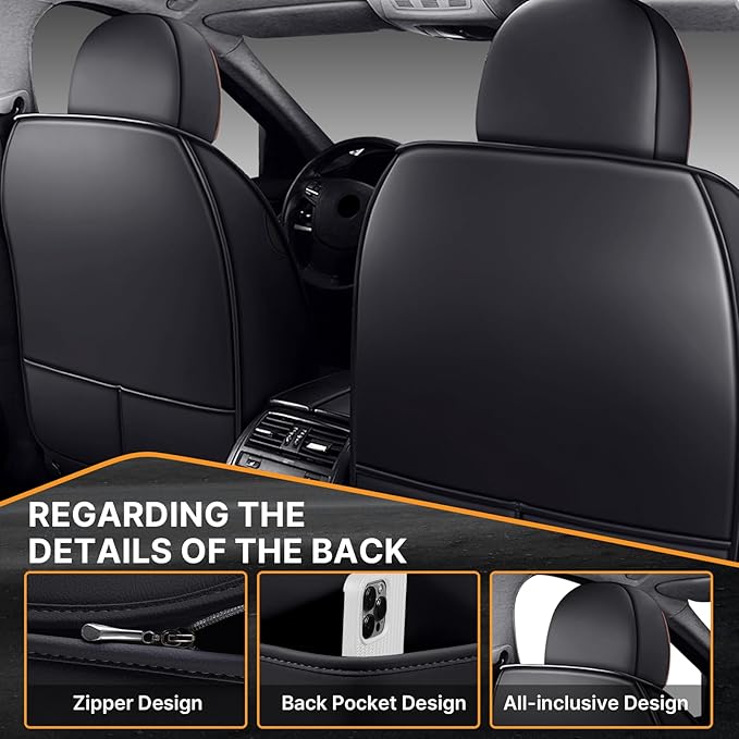 Pengchen Waterproof 5 Car Seat Covers for Lexus 1999-2025 95% Models, Premium Faux Leather Automotive Front and Back Seat Protectors Compatible with Airbag Black & Coffee Line