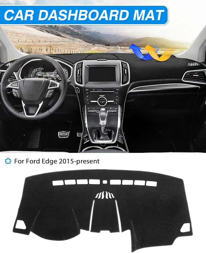Cartist Dash Cover Compatible with Ford Edge 2015-2022 2023 2024 2025 Accessories Dashboard Cover Mat Non-Slip Carpet Sunshield Glare UV Rays Protector