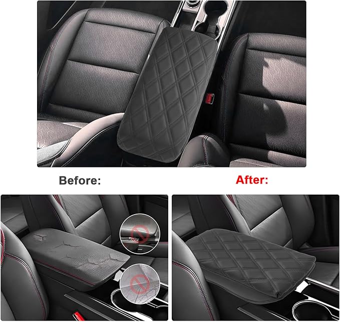 SXCY for 2025 2026 Chevy Equinox Accessories 2025 2026 Equinox Armrest Cover Center Console Cover 2026 Equinox Console Cover 2025 2026 Equinox Middle Console Cover (Adding Pad 2-Line Rhombus Style)