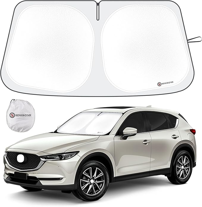SHINEHOME Car Windshield Sun Shade Compatible with 2017-2023 2024 2025 Mazda CX-5 CX5 Accessories Sport, Touring, Grand Touring, 4 Door Crossover Foldable Sunshade Custom Windshield Sun Visor