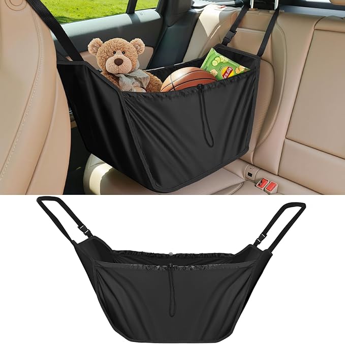 INFANZIA Car Seat Organizer, Collapsible Hammock Passenger Seat Storage Bag, Large Capacity Car Backseat Hanging Travel Portable Shopping Shoulder Bag, Reusable Tote with Drawstrings