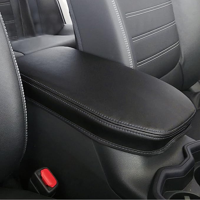 Car Armrest Center Console Covers for Toyota RAV4 Accessories 2025 2024 2019 2020 2021 2022 2023, PU Leather Middle Console Lid Cover Pad Protector(Black Line)