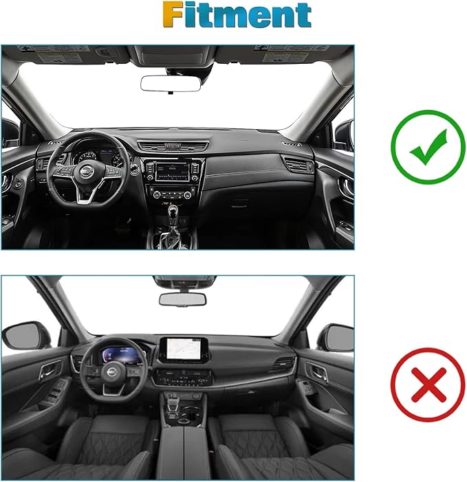 x xotic tech Center Console Dashboard Mat Pre-Cut Non-Slip Sunshield Sun Glare Protector Dash Carpet Pad Black Cover Compatible with Nissan Rogue 2014-2020