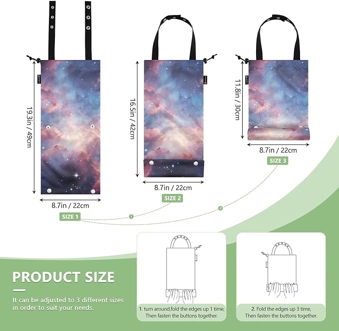 ALAZA Hanging Car Trash Bags Garbage Bag Trash Can for Back Seat Small Nebula 2 Washable Storage Bag Retractable 2 Pack