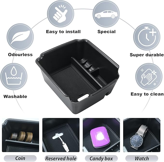 SKTU for 2022 2023 2024 Volkswagen Taos Center Console Organizer 2022 2023 2024 Taos Accessories Insert ABS Black Materials Tray Armrest Secondary Storage Box