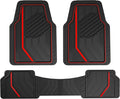 Dickies 3-Piece DuraSport Floor Mats, Heavy-Duty Mats for Cars, Trucks, SUVs — Black/Red