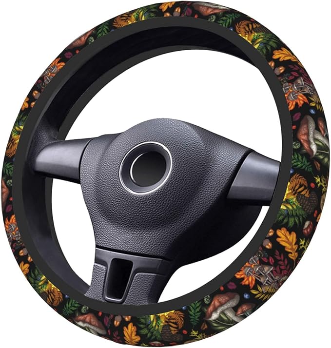 Wetland Fern Neoprene Steering Wheel Cover for Men Women Anti-Slip Elastic Steering Wheel Protective Cover 15in Universal Car Accessories Fit Cars, SUVs, Auto