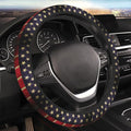 Car Steering Wheel Cover with Anti-Slip Lining, Universal 15 inch Wheel Cover, Fashion Car Interior Accessories for Women Men - Vintage American Flag