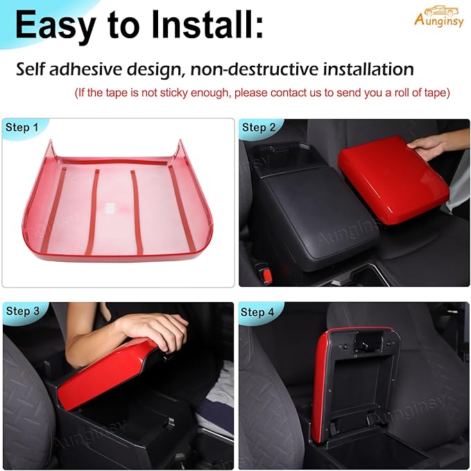 Aunginsy Center Console Armrest Protector Cover Compatible with Toyota Tacoma 2024 2025 2026, ABS Central Armrest Seat Storage Box Cover Cushion Lid Protector Pad Waterproof Anti-Scratch Accessories