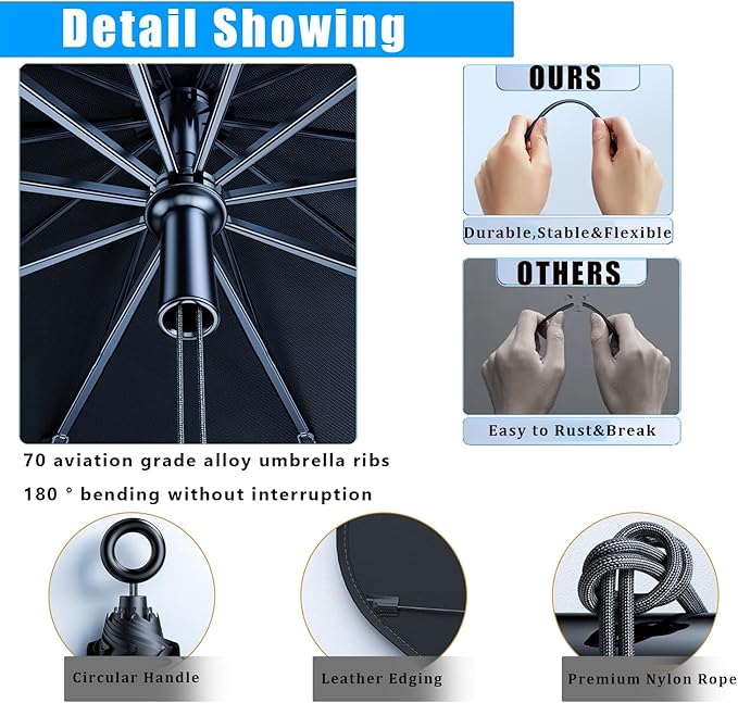 JDDRY Car Front Windshield Sun Shade with Pull Cord, Umbrella Sun Shade for Windshield, 2024 Sun Shades Cover for Small Car/Sedan/Compact SUV (140x74cm)