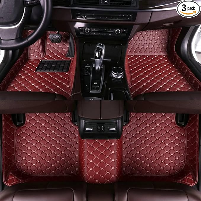 Floor Mats for Cars, All-Weather Mats, Waterproof Trim-to Fit Automotive Floor Mats for 99.9% Cars Sedan Trucks SUV, Custom Floor Liner Car Accessories (Wine Red)