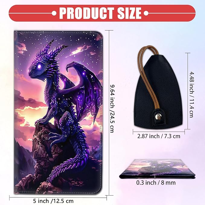 Car Registration and Insurance Card Holder for Women Men, Waterproof PU Leather Glove Box Car Organizer with Magnetic Shut, Vehicle Document Holder for Driver License,Cards, Cool Anime Dragon