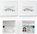 Ziciner Car Registration Insurance Holder, 2Pack Essential Auto Card Document Glove Box Organizer with Touch Fastener, Vehicle Interior Accessories Perfect for Most Car, Truck, SUV (White/Gold Words)