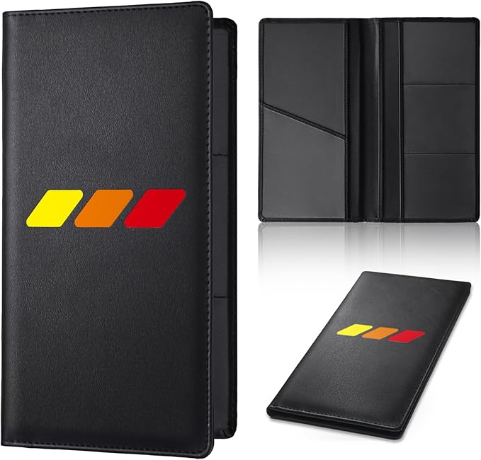 Annloysky Tri-Color Sports Car Leather Registration and Insurance Holder, Vehicle Glove Box Car Organizer, with Magnetic Shut for Cards, Driver License for 3 Colors Cars Owner