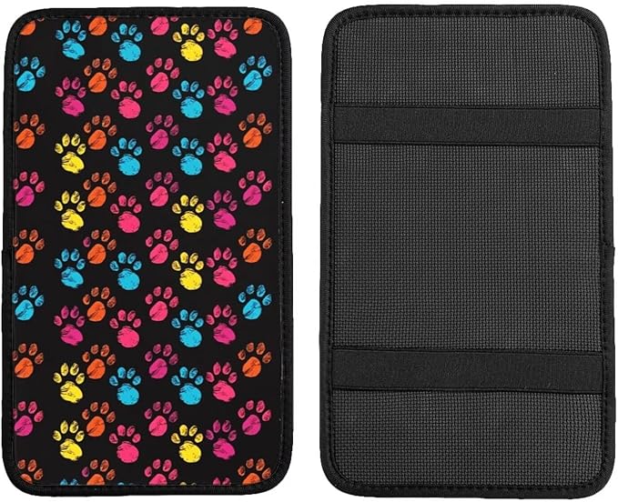 Car Center Console Cushion Pad Dog Paw Universal Waterproof Armrest Seat Box Cover Protector Paws Comfortable Cars Decor Accessories Fit for Most Vehicles, SUV