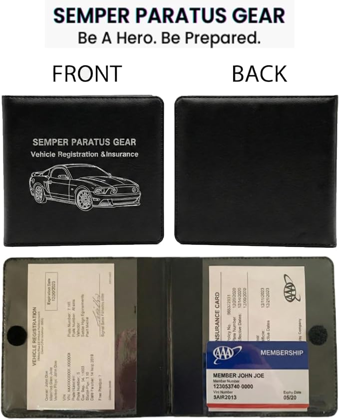 2X Car Registration and Insurance Holder Compact 5" x 4.5" - Automobile, Motorcycle, Truck, RV Trailer - Strong Closure - Waterproof - for Every Vehicle Glovebox by Semper Paratus Gear