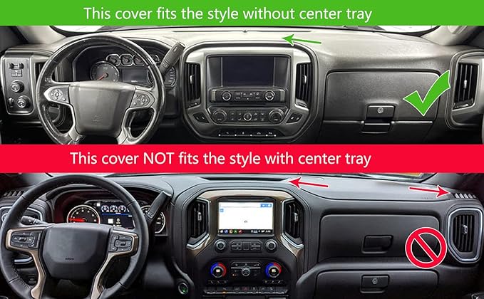Dash Cover Custom Fit for 2014-2018 Chevy Chevrolet Silverado/GMC Sierra 1500,2015-2019 Chevy Silverado/GMC Sierra 2500HD 3500HD,Dashboard Pad Carpet no Forward Collision Alert(14-18, Dark Gray) Y32