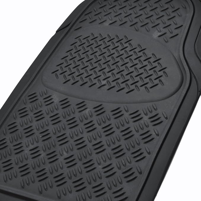 BDK Heavy Duty VAN SUV Rubber Floor Mats - 4 Pieces 3 Rows Full Set - All Weather Trimmable Mat (Black) - MT-713-711-BK