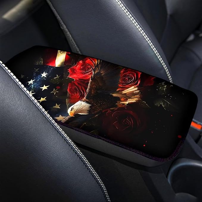 Eagle Flag Arm Rest Cover Car Protect from Pet Claws Car Center Console Cover Easy to Install Auto Console Armrest Cover Universal Fit for Auto Truck Van SUV