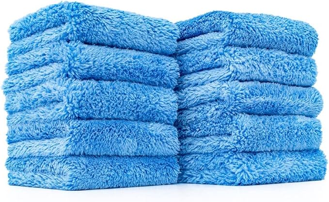The Rag Company - The Eaglet 500 - Professional Korean 70/30 Blend; Super Plush Microfiber Detailing Towels; Perfect for Wheels, Mirrors, and More; 500GSM; 8inx8in, Blue (10-Pack)