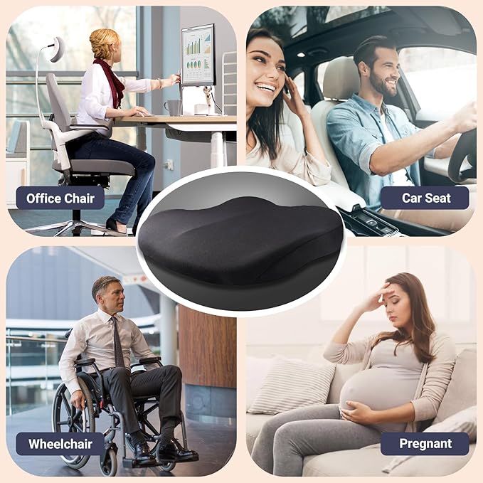 Car Seat Cushions for Driving, Comfort Memory Foam Wedge Driver Seat Cushion, Adult Booster Cushion, Adult Booster Seat for Car, Height 3.9 inch, for Car, Truck, Long Trips,Gray