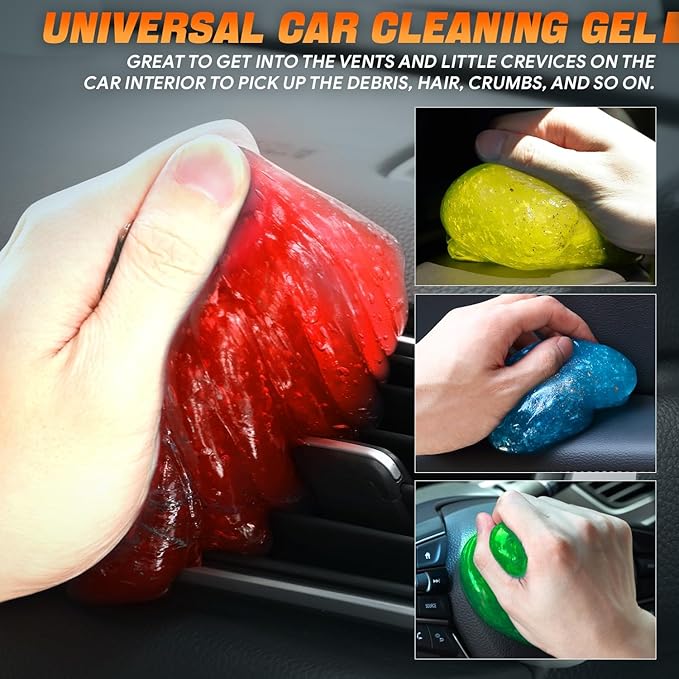Auto Detailing Jelly Set Car Cleaning Putty - Universal Cleaning Gel for Cars, Vents, Electronics & More - Blue, Red, Green, Yellow (4 Units) CAAP-TOLS-CG-4