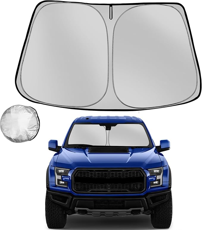 Fonowka Windshield Sun Shade for 2015-2020 Ford F150 Foldable Sun Sunshade for Car Front Window Blocks UV Rays and Heat Automotive Interior Protector Custom Fit Accessories