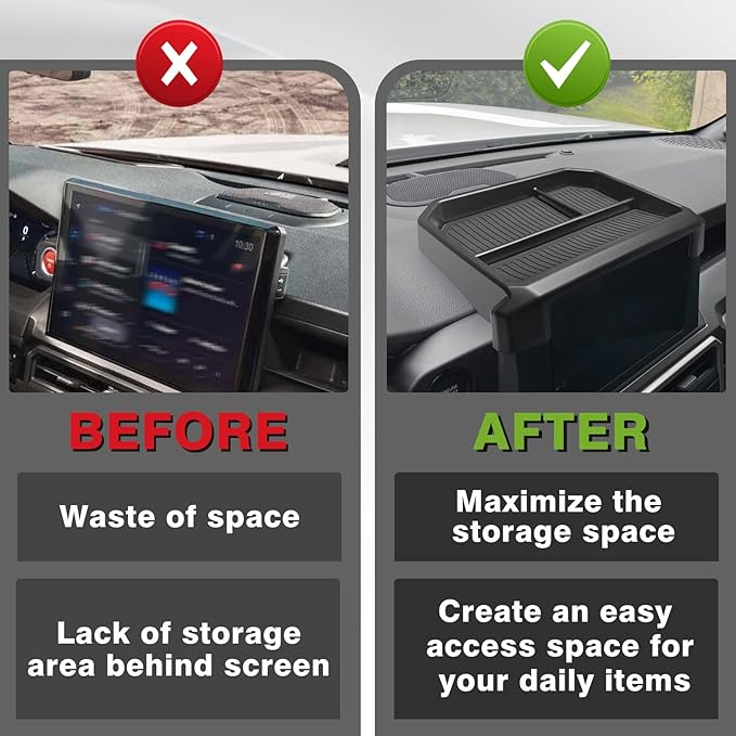 Muslogy Dashboard Storage Box Compatible with 2024 2025 Tacoma & 2025 4Runner Accessories Center Console Organizer w/ 8-inch Screen for SR SR5 TRD PreRunner TRD Sport Off-Road Pro Trailhunter (Black)