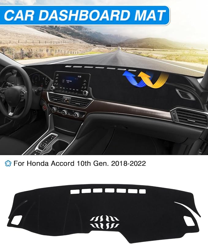 CARTIST Dash Cover Custom Fit for Honda Accord 2018-2021 2022 Dashboard Cover Mat for Honda Accord Accessories Non-Slip Pad Carpet Anti-Glare