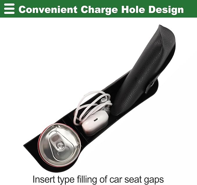 Motoforti Universal Car Seat Storage Box Front Seat Gap Filler Car Seat Gap Organizer Car Storage Accessories, Left Side, Carbon Fiber Pattern, Black
