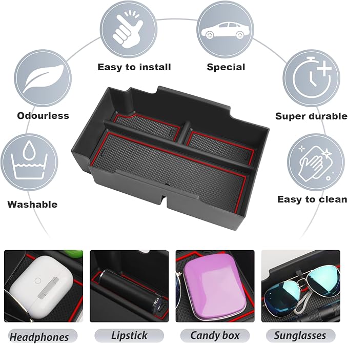 SKTU for 2024 2025 2026 Subaru Crosstrek/Impreza Center Console Organizer 2024-2026 Crosstrek Hybrid Console Tray 2024 2025 2026 Impreza Accessories Tray 2024 2025 2026 Crosstrek Accessories (Red)