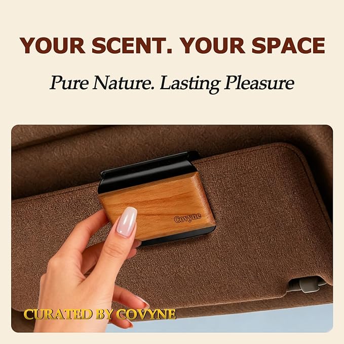 Car Air Freshener - Wood Air Freshener, Car Odor Absorber & Purifier, All Natural Plant Essential Oils,Long Lasting Scent, Pack of 3 (Teak-Amber-Grove)-CLIP INCLUDED