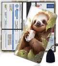 Yuxcfhjfe Car Registration and Insurance Holder, PU Leather Auto Document Holder for Men&Women, Vehicle Glove Box Compartment Organizer with Magnetic Shut for Driver's License, Retro Sloth Pattern