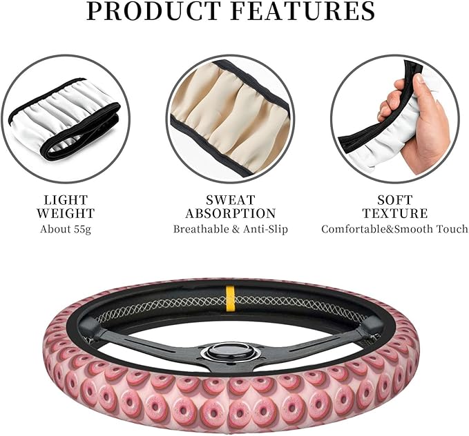 Neoprene Steering Wheel Cover Doughnut Pattern Car Steering Wheel Cover Universal Fit for Most Cars