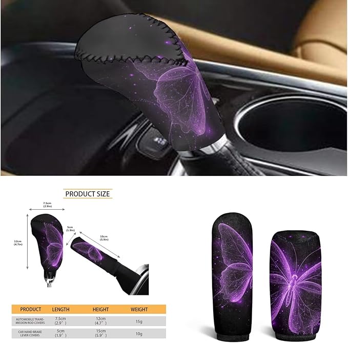 Butterfly Car Interior Accessories Purple Butterfly Car Steering Wheel Cover for Women Cup Coaster Handbrake Gear Cover Suit for Most Cars Truck Vans SUV 6pcs
