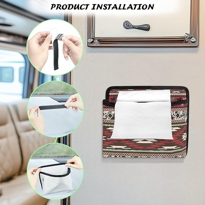 Renewold Car Side Pocket Organizer, Front Back Seat Storage Pocket for Car, Universal Auto Console Door Window Storage Bag for Interior Organizer, Holder for Phone Sunglasses, Southwest Aztec Horse