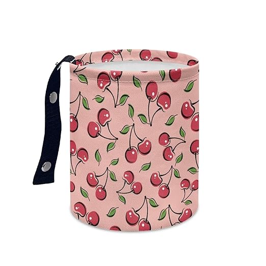 Brosoneto Hanging Car Garbage Bag Cute Cherry Printed for Car Front Seat, Back Seat, Floor, Garbage Bin Decoration Portable Car Rubbish Bin