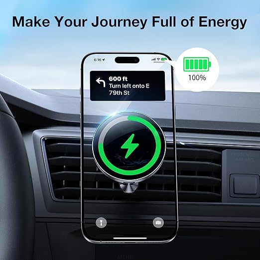 Coolpow for Magsafe Car Mount Charger【100% Stable】15W Magsafe Car Charger Magnetic Phone Holders for Your Car Accessories for Women Men Car Phone Holder Wireless Car Charger for iPhone 17 16 15 14 13
