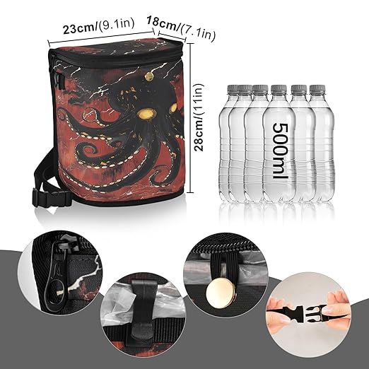 MNSRUU Car Trash Can with Lid, Black Octopus Car Trash Bag Hanging Organizers and Storage for Front Back Seat, Leak-Proof Trash Bin